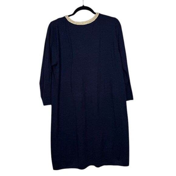 Lilly Pulitzer Delvin Merino Wool Sweater Dress Navy with Metallic Gold Size XL - Picture 4 of 11